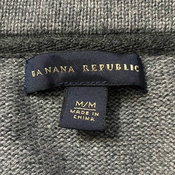Banana Republic Gray Cotton Knit Sweater Jacket Cardigan Pockets Medium M - Picture 3 of 16
